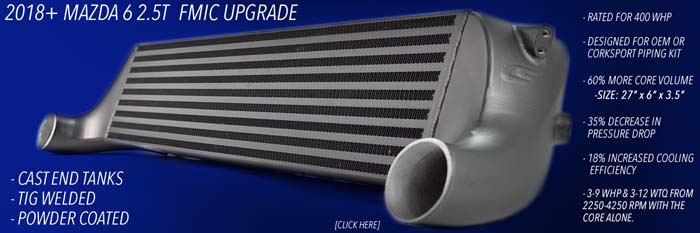 Front Mount Intercooler Upgrade for 18+ Mazda 6, CX-5, CX-9